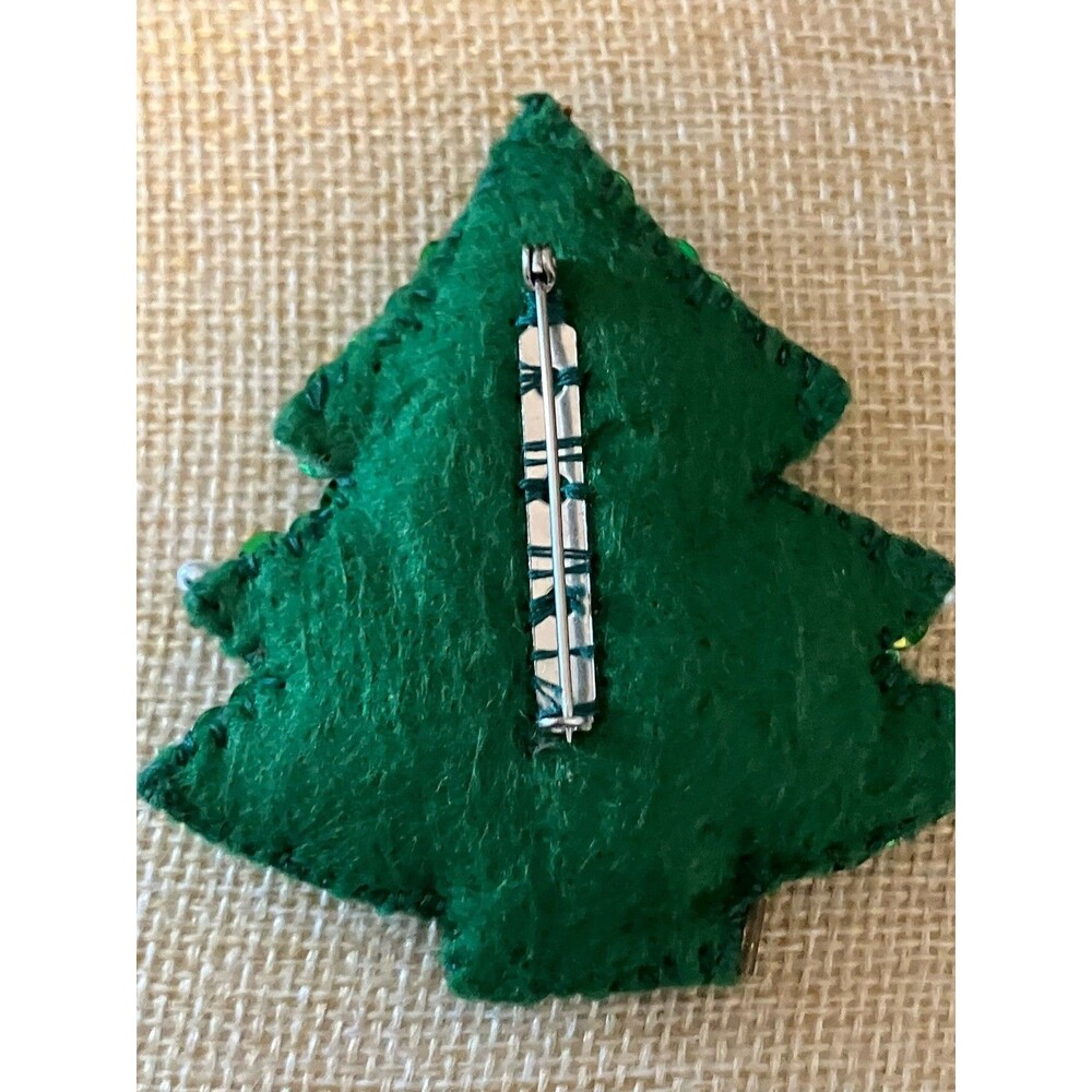 Bead & Sequin Embroidered Christmas Tree Pin Brooch Hand crafted 3" - Picture 2 of 4